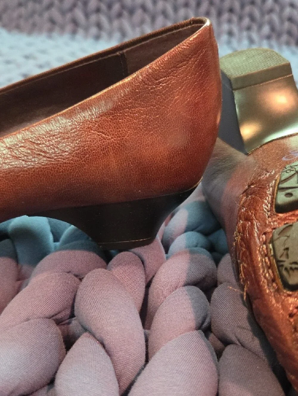 Indigo Clarks Comfort Brown Leather Low Heel Pumps with Buckle Detail